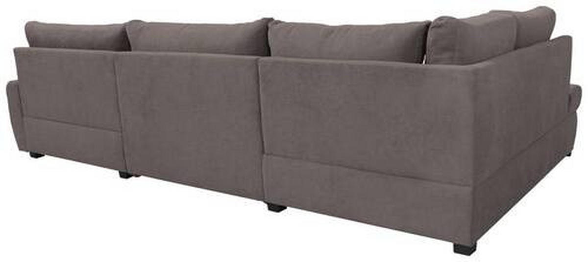 ECKSOFA Graubraun Velours  - Chromfarben/Graubraun, Design, Kunststoff/Textil (173/322/174cm) - Livetastic