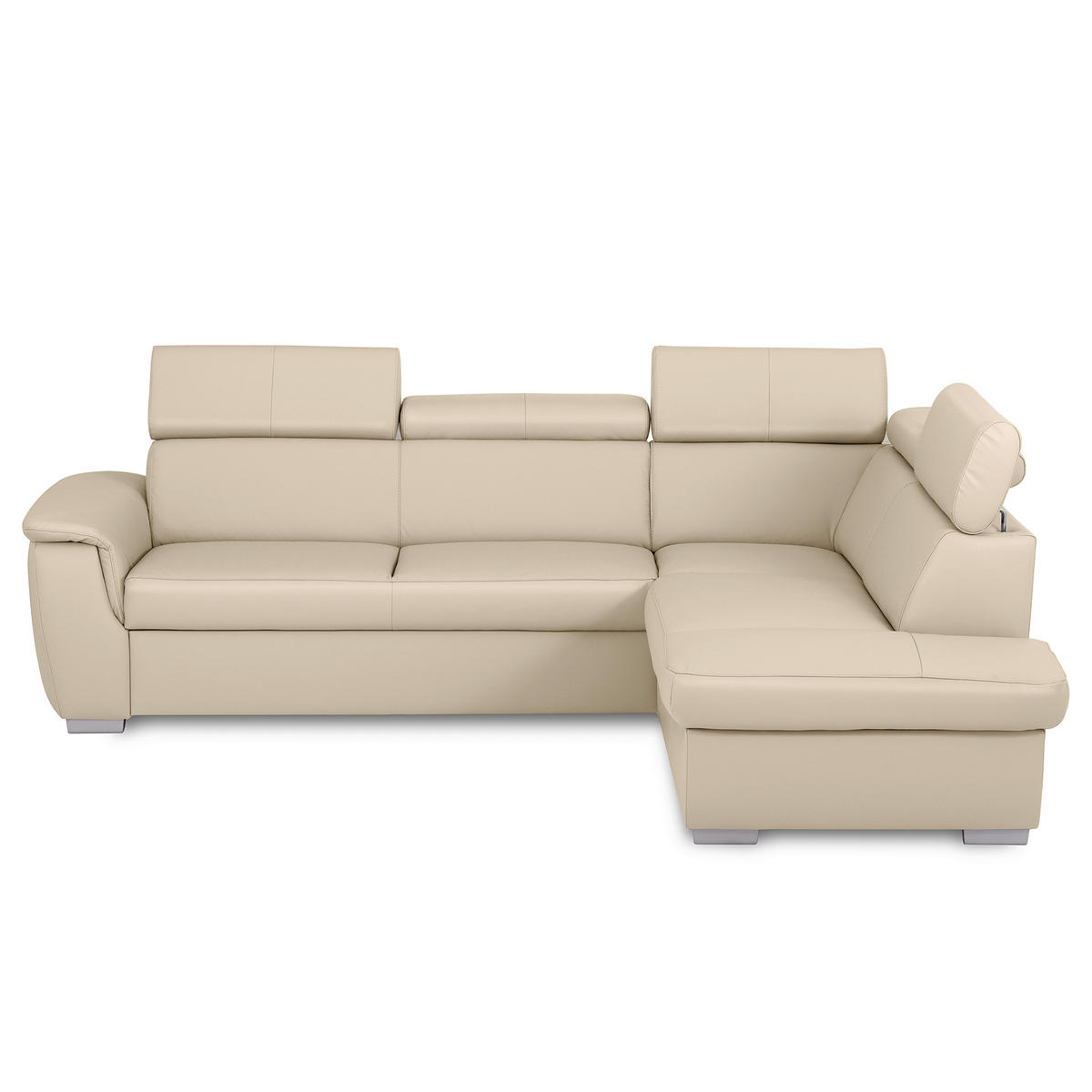 ECKSOFA  in Lederlook Echtleder Grau  - Silberfarben/Grau, Leder/Holz (262/211cm) - Celina Home