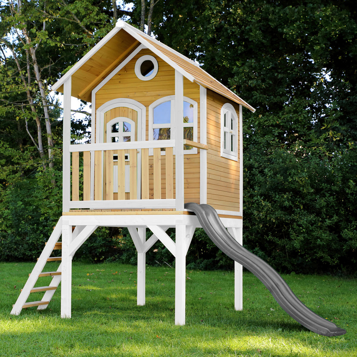 SPIELHAUS 318/272/191 cm  - Braun/Weiß, KONVENTIONELL, Holz (318/272/191cm) - Ambia Garden
