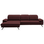 ECKSOFA Dieter Knoll in Echtleder Brombeere  193/332 cm  - Brombeere/Schwarz, Design, Leder/Metall (193/332cm) - Dieter Knoll