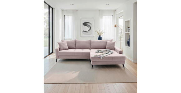 ECKSOFA  in Cord Rosa  280/173 cm  - Schwarz/Rosa, KONVENTIONELL, Textil/Metall (280/173cm) - Hom`in