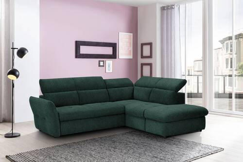 ECKSOFA in Velours Dunkelgrün  254/224 cm  - Dunkelgrün/Schwarz, Design, Kunststoff/Textil (254/224cm) - Stylife
