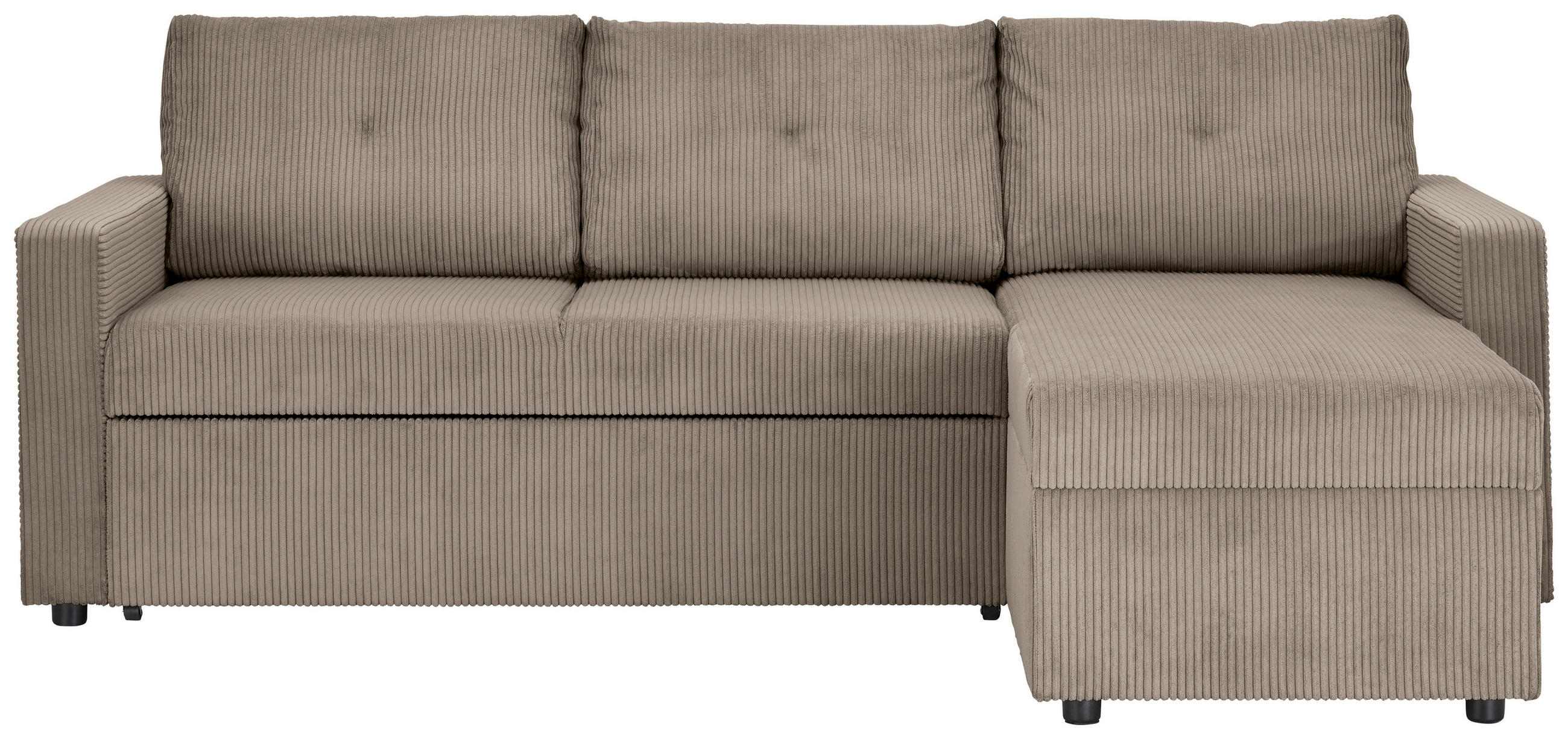 ECKSOFA Taupe Cord  - Taupe/Schwarz, KONVENTIONELL, Kunststoff/Textil (218/155cm) - Ti'me