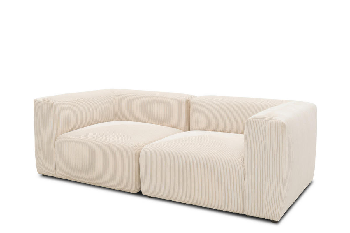 2-SITZER-SOFA in Cord, Mikrofaser Creme  - Creme/Schwarz, Design, Kunststoff/Textil (216/69/108cm) - MID.YOU