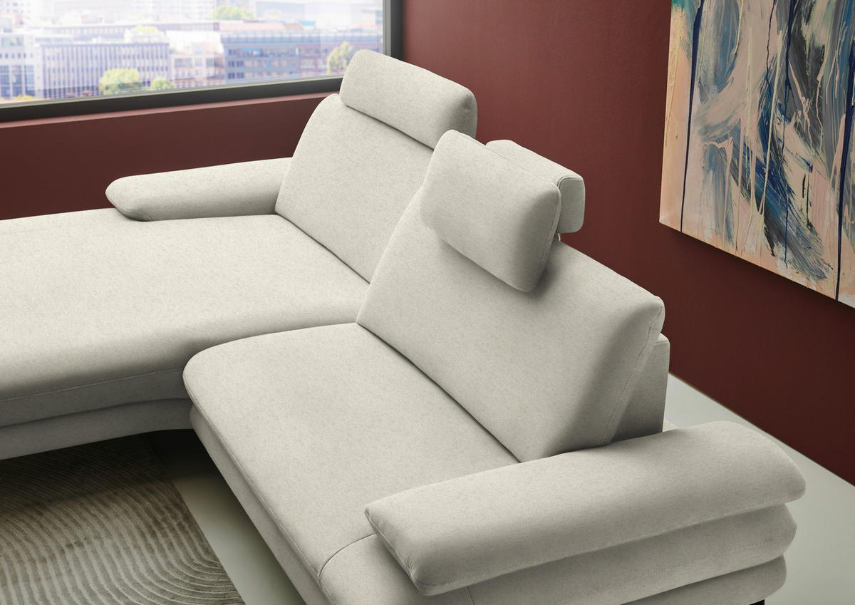 ECKSOFA Chenille, Flachgewebe Naturfarben  - Schwarz/Naturfarben, Design, Textil/Metall (180/284cm) - Dieter Knoll