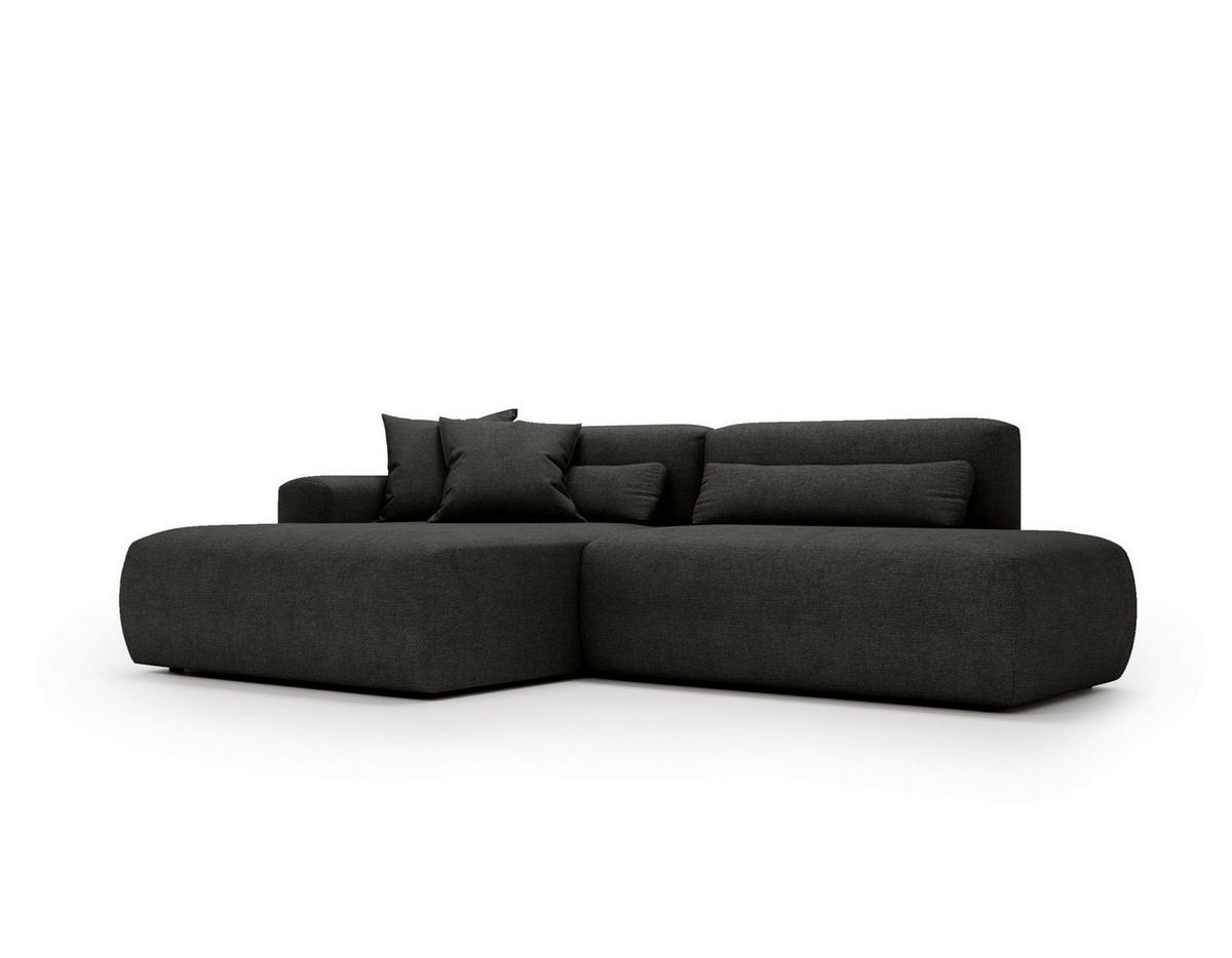 ECKSOFA REVE in Chenille Anthrazit  160/284 cm  - Anthrazit/Schwarz, Design, Kunststoff/Textil (160/284cm) - Livetastic