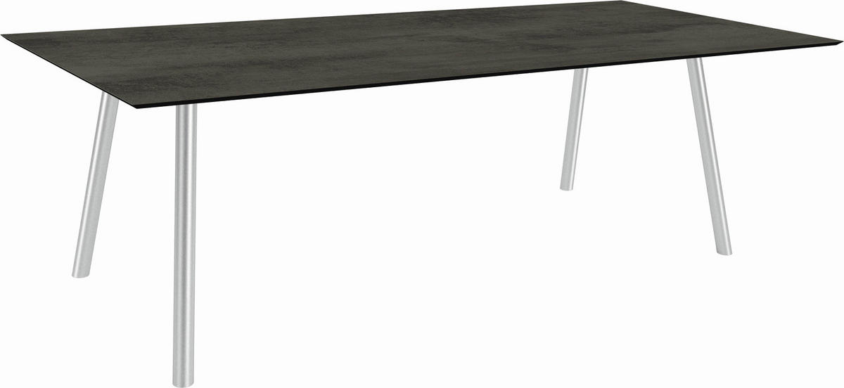 GARTENTISCH Kunststoff Grau rechteckig  - Silberfarben/Grau, MODERN, Kunststoff/Metall (220/100/75cm) - Stern