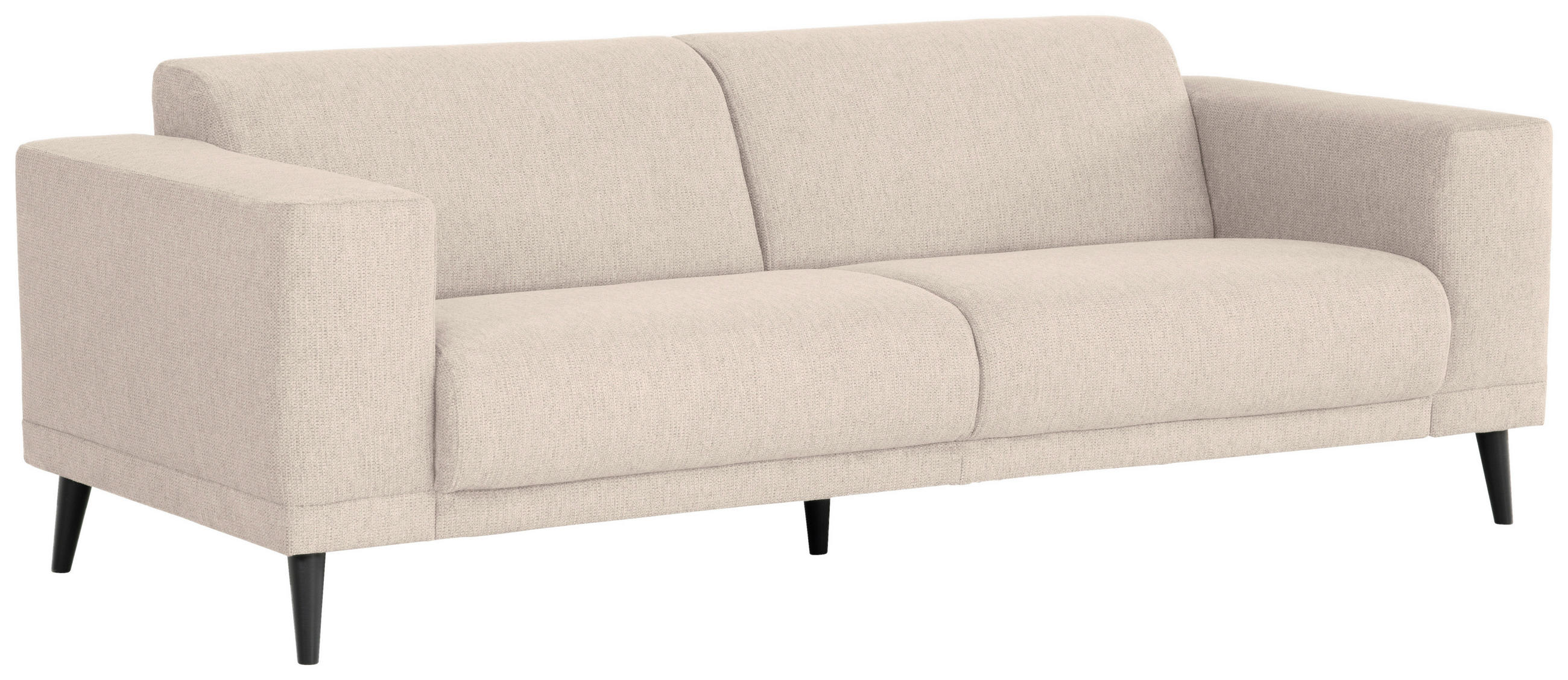 3-SITZER-SOFA Webstoff Beige  - Beige/Schwarz, Design, Holz/Textil (218/77/93cm) - MID.YOU