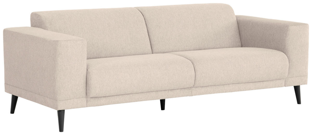 3-SITZER-SOFA in Webstoff Beige  - Beige/Schwarz, Design, Holz/Textil (218/77/93cm) - MID.YOU