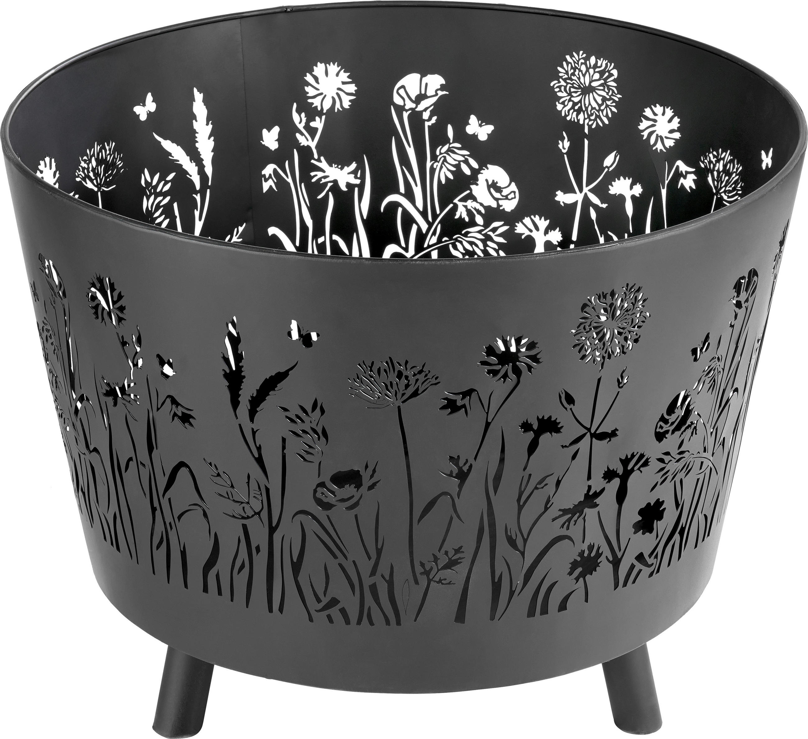 FEUERSTELLE  - Schwarz, Natur, Metall (50/40cm) - Ambia Home