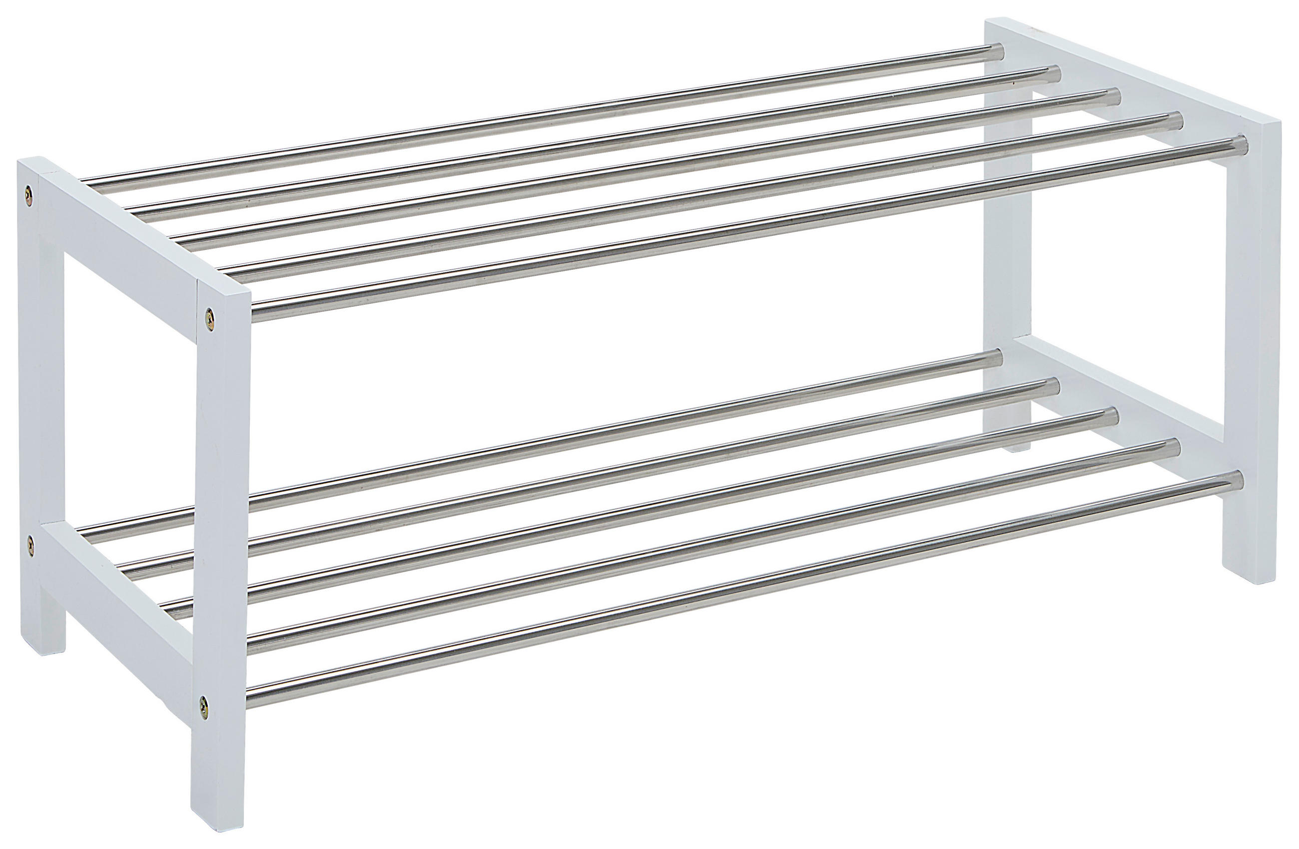 SCHUHREGAL Silberfarben, Weiß  - Silberfarben/Weiß, Basics, Holzwerkstoff/Metall (77,5/32/34cm) - Carryhome