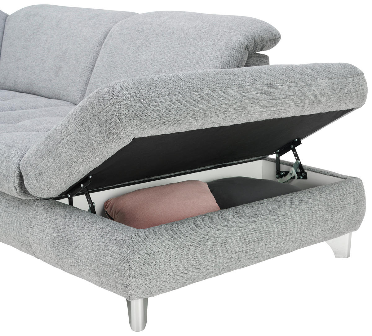 ECKSOFA in Webstoff Türkis  - Türkis/Chromfarben, Design, Textil/Metall (319/260cm) - Beldomo Style