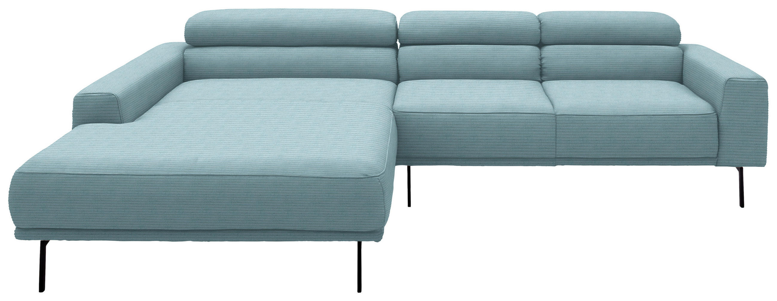 ECKSOFA Cord Hellblau  - Schwarz/Hellblau, Design, Textil/Metall (215-217/293cm) - Schöner Wohnen