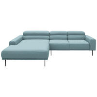ECKSOFA Cord Hellblau  - Schwarz/Hellblau, Design, Textil/Metall (215-217/293cm) - Schöner Wohnen