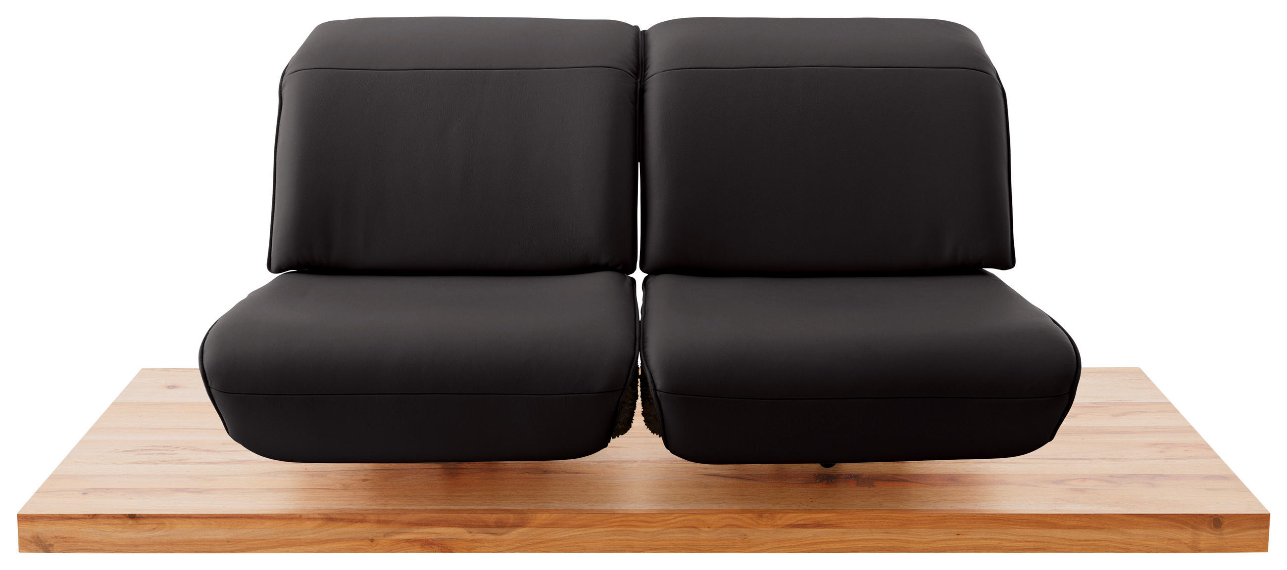 2-SITZER-SOFA Kombination Echtleder/Stoff Hochflor Braun  - Eichefarben/Beige, Design, Leder/Holz (240/65-115/104-180cm) - Koinor