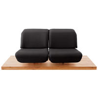 2-SITZER-SOFA Kombination Echtleder/Stoff Hochflor Braun  - Eichefarben/Beige, Design, Leder/Holz (240/65-115/104-180cm) - Koinor
