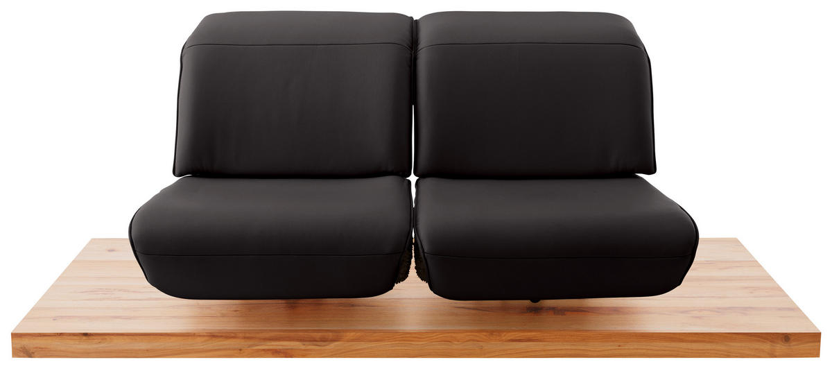 2-SITZER-SOFA Kombination Echtleder/Stoff Hochflor Braun  - Eichefarben/Beige, Design, Leder/Holz (240/65-115/104-180cm) - Koinor