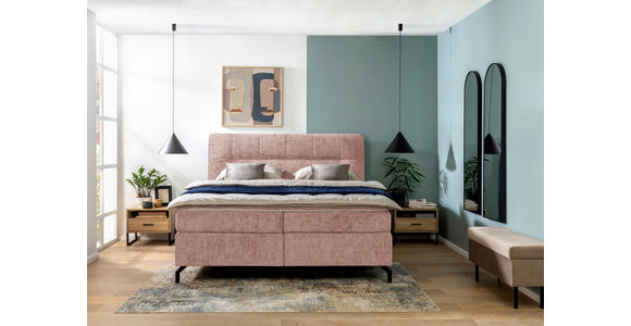 BOXSPRINGBETT 180/200 cm,  in Rosa, Topper, H4 + H4 = sehr fest  - Schwarz/Rosa, Design, Textil/Metall (180/200cm) - Esposa