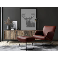 SESSELSET Echtleder Kirschrot  - Kirschrot/Schwarz, Design, Leder/Metall (67/87/74cm) - Livetastic