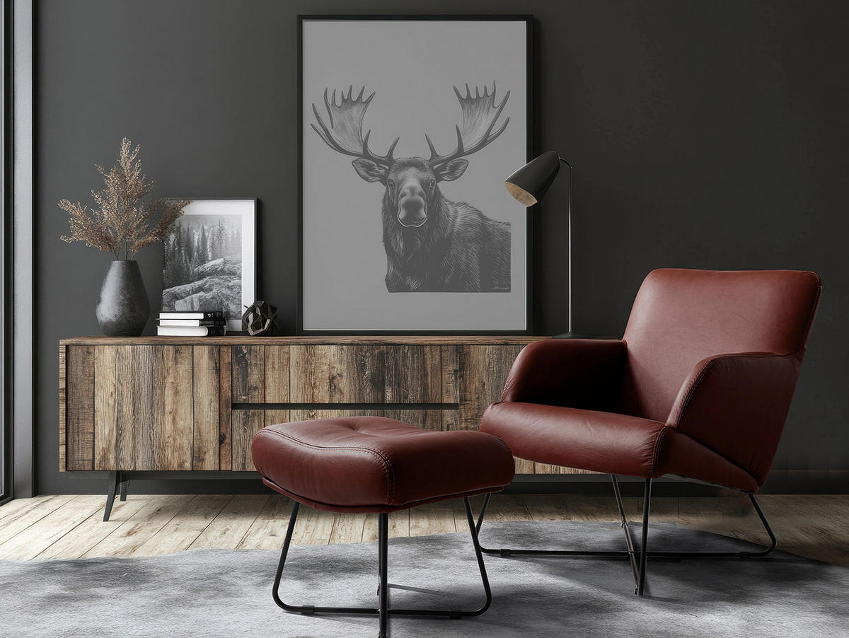 SESSELSET Echtleder Kirschrot  - Kirschrot/Schwarz, Design, Leder/Metall (67/87/74cm) - Livetastic