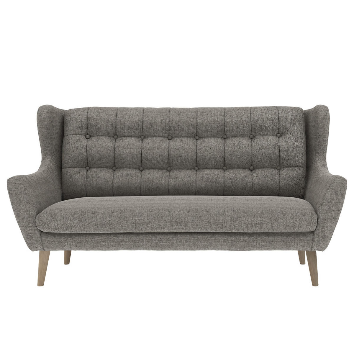 3-SITZER-SOFA in Webstoff Dunkelgrau  - Eichefarben/Dunkelgrau, KONVENTIONELL, Holz/Textil (197/107/94cm) - Trendmanufaktur