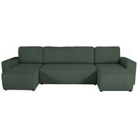 Wohnlandschaft inkl. Funktion Dunkelgrün Cord  - Dunkelgrün/Schwarz, KONVENTIONELL, Textil (146/317/146cm) - Xora