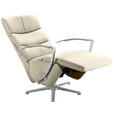 RELAXSESSEL in Leder Creme  - Chromfarben/Creme, Design, Leder/Metall (64/112/80cm) - Cantus