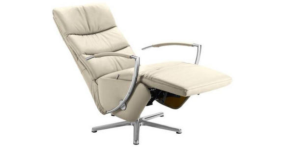 RELAXSESSEL in Leder Creme  - Chromfarben/Creme, Design, Leder/Metall (64/112/80cm) - Cantus