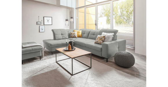 ECKSOFA in Chenille Hellgrau 240/308 cm - Hellgrau/Schwarz, Design, Textil/Metall (240/308cm) - Xora