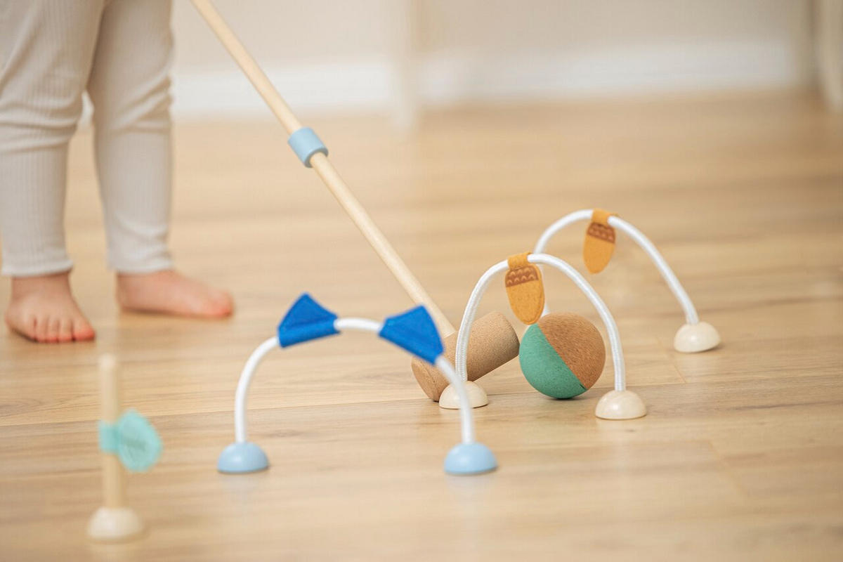 KINDERGOLFTROLLEY Korko  - Cognac/Hellgrün, Basics, Holz/Holzwerkstoff (0,60kg)