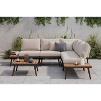 TERASOVÁ SEDACÍ SOUPRAVA dřevo, kov, textil - barvy akácie/béžová, Natur, kov/dřevo (230/230cm) - Amatio