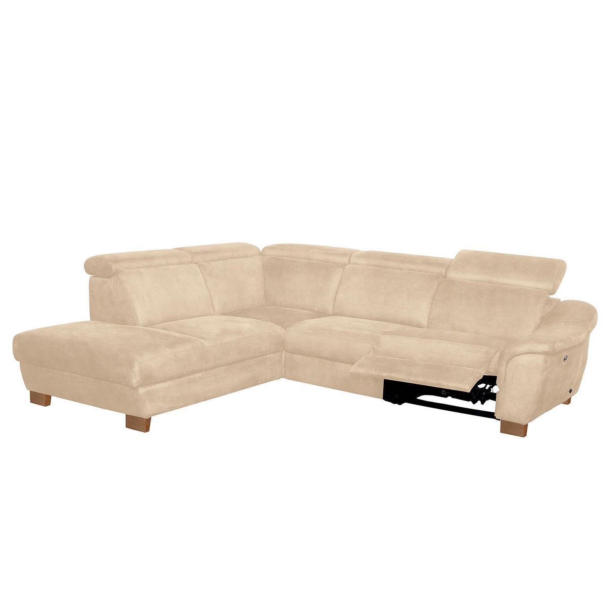 ECKSOFA TREND in Mikrofaser Beige Bettkasten, Relaxfunktion, Kopfteilverstellung  276/238 cm  - Beige/Naturfarben, Design, Holz/Textil (276/238cm) - Livetastic