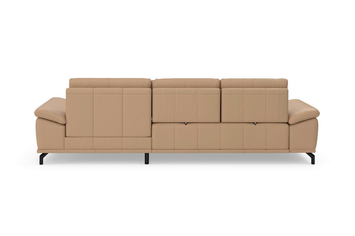 ROHOVÁ SEDAČKA, kůže, cappuccino - černá/cappuccino, Basics, kov/kůže (301/176cm) - Sit & More