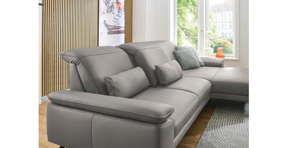 ECKSOFA in Echtleder Hellgrau 332/193 cm - Hellgrau/Schwarz, Design, Leder/Metall (332/193cm) - Dieter Knoll