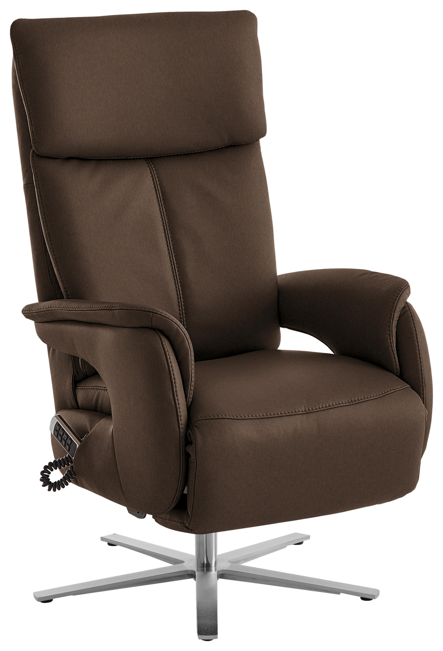RELAXSESSEL in Leder Braun  - Edelstahlfarben/Braun, Design, Leder/Metall (70/124/85cm) - Cantus