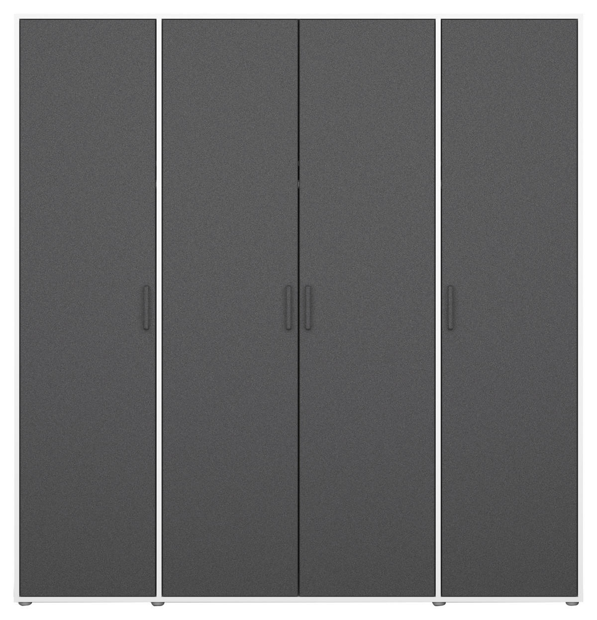 DREHTÜRENSCHRANK in Weiss, Grau  - Weiss/Grau, Modern, Holzwerkstoff/Kunststoff (187/194/53cm) - Rauch Möbel