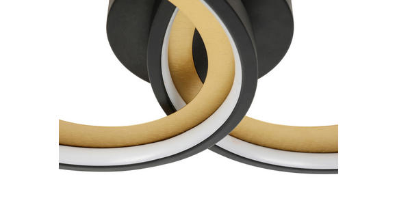 LED-DECKENLEUCHTE RING - Goldfarben/Schwarz, Design, Kunststoff/Metall (55/35/8,5cm) - Novel