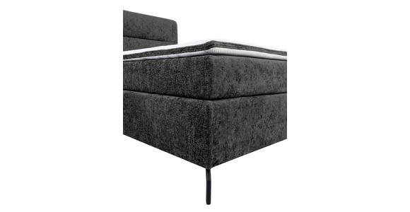 BOXSPRINGBETT 160/200 cm,  in Anthrazit, Topper, H2 + H3 = mittel + fest  - Anthrazit/Schwarz, Design, Textil/Metall (160/200cm) - Esposa