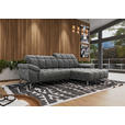 ECKSOFA inkl. Funktionen Dunkelgrau Chenille  - Edelstahlfarben/Dunkelgrau, Design, Textil/Metall (105-178/266cm) - Xora