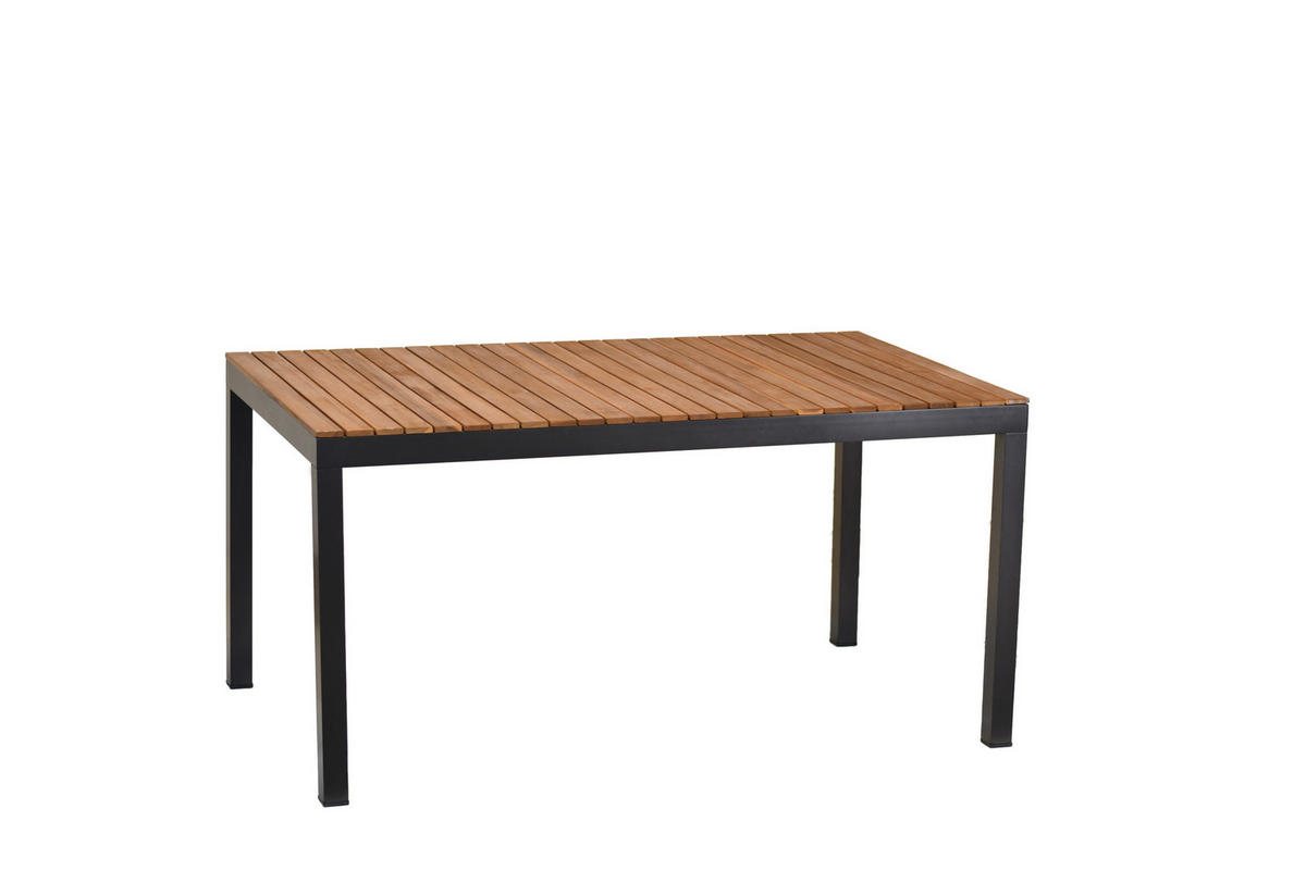 GARTENTISCHGRUPPE beschichtet AkazieHartholz Aluminium  - Graphitfarben/Grau, KONVENTIONELL, Holz/Textil - Gardenson