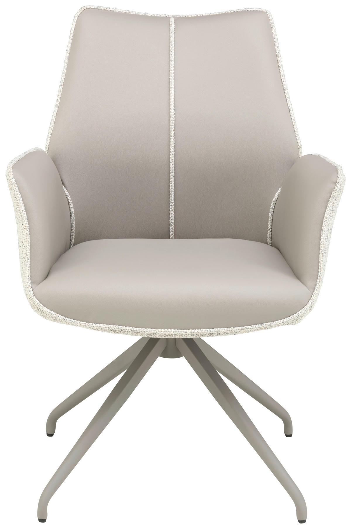 ARMLEHNSTUHL  in Eisen Lederlook, Leinenoptik  - Champagner/Grau, KONVENTIONELL, Textil/Metall (61/82,5/61cm) - Livetastic