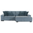 ECKSOFA Blau, Petrol Flachgewebe  - Blau/Petrol, KONVENTIONELL, Holz/Textil (270/190cm) - Carryhome