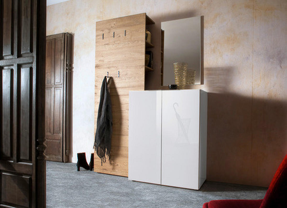 SCHUHSCHRANK  in 80/101/39 cm  - Weiss/Edelstahlfarben, Design, Holzwerkstoff/Kunststoff (80/101/39cm) - Carryhome