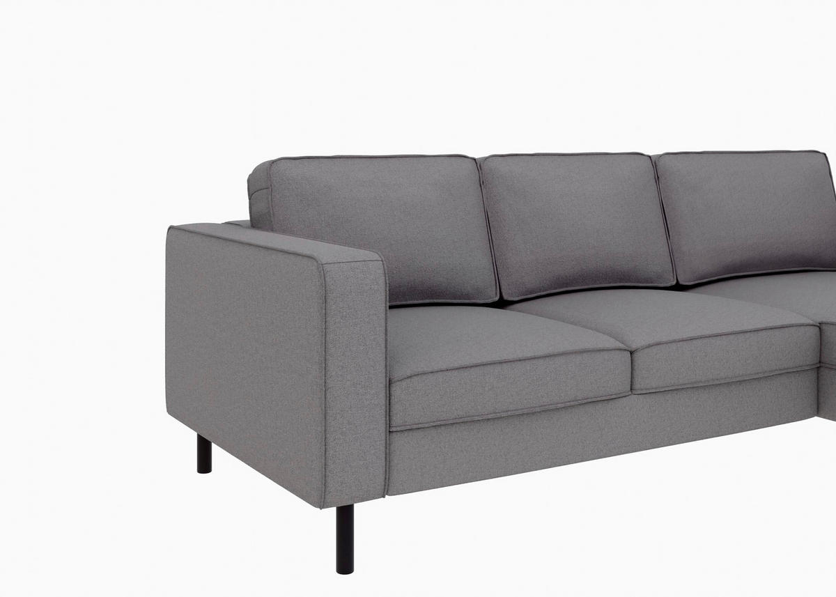 ECKSCHLAFSOFA WATKINS  mit Schlafen auf Sitzhöhe, Rücken echt, Armteil links, Armteil rechts Struktur Anthrazit  - Anthrazit/Schwarz, MODERN, Textil/Metall (232/161cm) - Trendmanufaktur