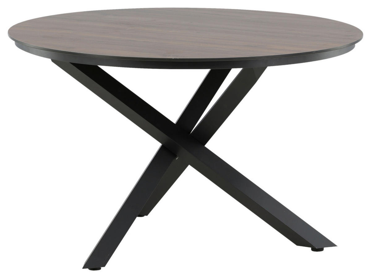 GARTENTISCH Metall, Kunststoff Braun, Schwarz rund  - Schwarz/Braun, KONVENTIONELL, Kunststoff/Metall (120/120/75cm) - Gardenson
