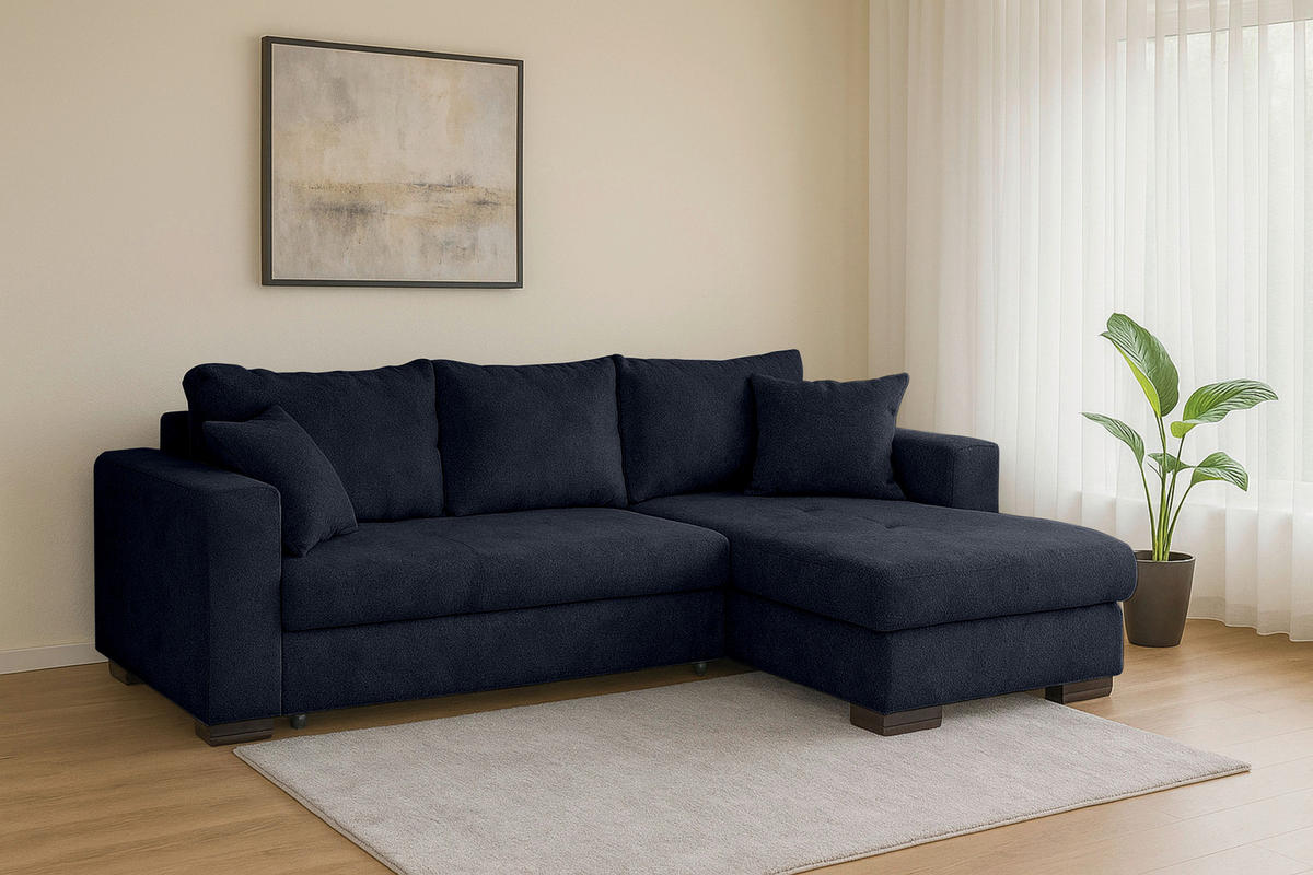 ECKSOFA Dunkelblau Webstoff  - Braun/Dunkelblau, KONVENTIONELL, Holz/Textil (170/235cm) - Carryhome