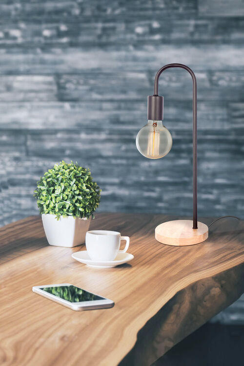 BORDSLAMPA 15/47/15 cm   - svart, Trend, metall/trä (15/47/15cm) - Kayoom