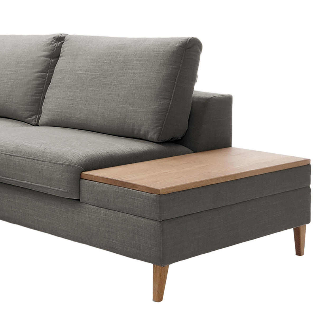 ECKSOFA in Webstoff Dunkelgrau  - Dunkelgrau/Eschefarben, Modern, Holz/Textil (260/90/204cm) - Trendmanufaktur