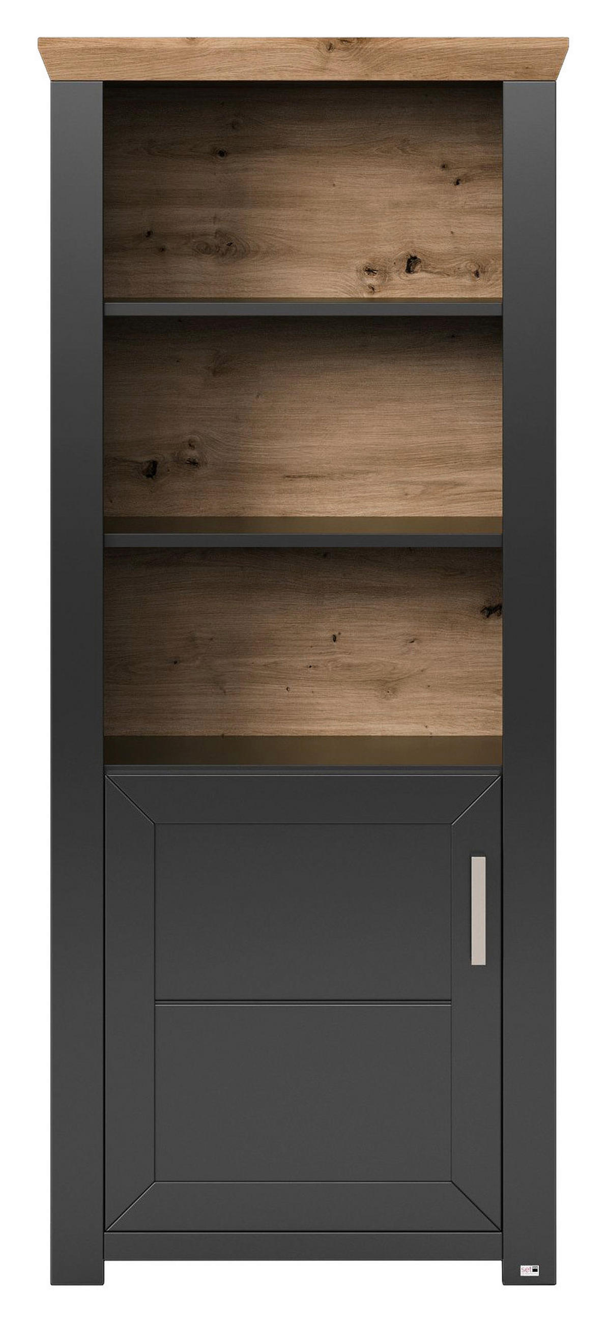 REGAL Graphitfarben, Eiche Artisan  - Graphitfarben/Eiche Artisan, Design, Holzwerkstoff/Metall (74,5/174,6/42,2cm) - SetOne by Musterring