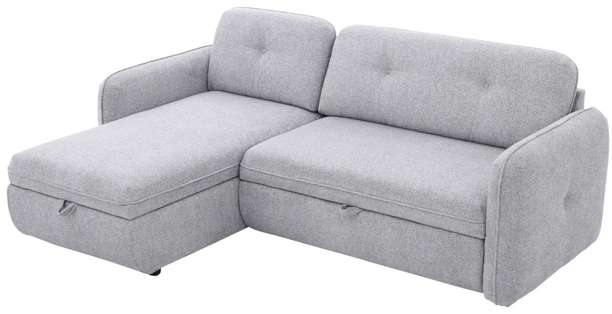 ECKSOFA Hellgrau Chenille  - Hellgrau/Schwarz, Design, Kunststoff/Textil (154/221cm) - Carryhome